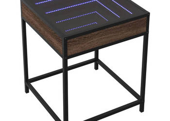 Stolik nocny z LED Infinity brązowy dąb 40x40x51 cm WM-3284095