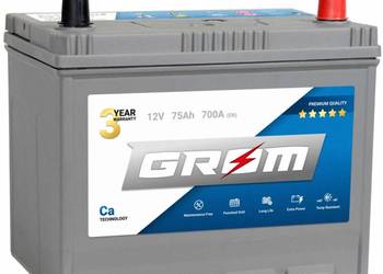 Akumulator 75Ah 700A GROM PREMIUM  Japan Prawy Plus Akumulator 75Ah 700A GROM PREMIUM  Japan Prawy Plus