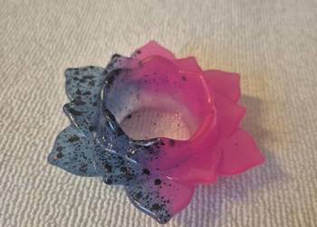 Świecznik rękodzieło - kolor róż+ niebieski[fluorescencyjny]