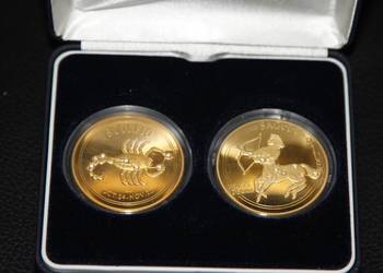 Liberia 2002 20$ Strzelec, Skorpion 1oz Ag 999, Au 999, Diamenty