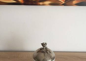 Pojemnik z różą lata 60- te  szkło + metal