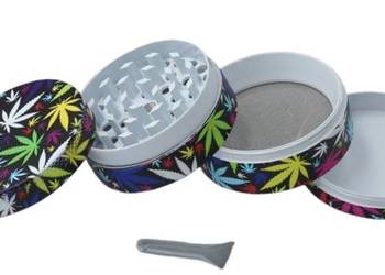 Młynek do Tytoniu Suszu Ziół CBD Grinder Crusher Kolorowe Listki Marihuany