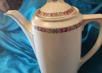 Duży przedwojenny dzbanek biel girlandy sygnowany porcelana