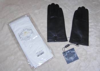 Wittchen Czarne skórzane ocieplane rękawiczki damskie R. XL/8 NOWE