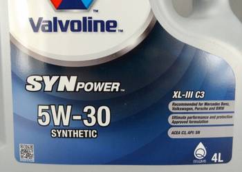 Olej silnikowy Valvoline 5w30 bańka cała nowa 4l synpower