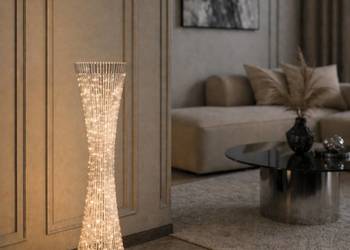 Lampa podłogowa glamour LED Crystal 100 - srebrna klepsydra kompaktowa