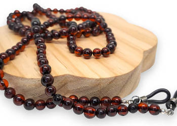 Sznurek do okularów z bursztynu, BURSZTYN bałtycki, wiśnia #1600