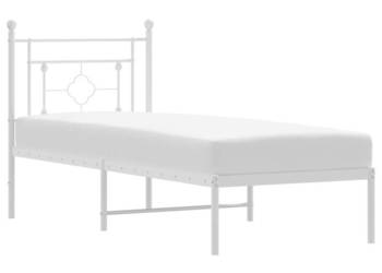 Łóżko Metalowe Białe Rama Łóżka Ze Stelażem Biała 75x190 cm WM-374378