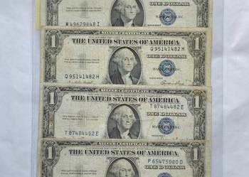 O nr 6 – USA 4 × 1 Dollar Silver Certificate 1935 – niebieska pieczęć