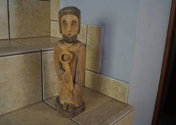 Śwo. Piotr drewniana rzeźba sygnowana datowana 1976