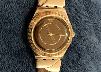 Ładny markowy zegarek damski Swatch Irony z cyrkoniami.