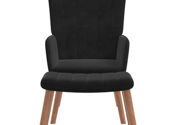 Fotel z podnóżkiem czarny obity aksamitem WM-327672