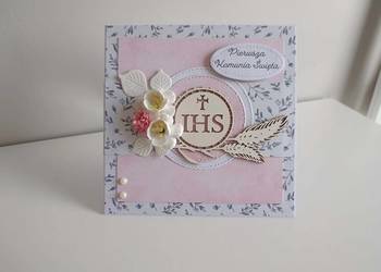 Kartka w pudełku Komunia Święta handmade