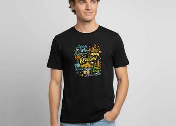 Koszulka męska oddychająca KRAKÓW Kolorowe Symbole Miasta