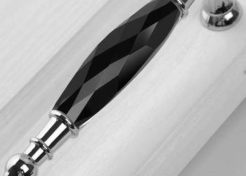 Uchwyt meblowy glamour kryształowy czarny z kryształem 96mm