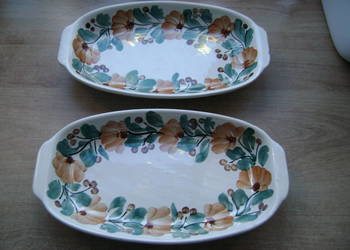Starocie z PRL - Fajans Włocławek = Zestaw 2 półmiski 24 cm ukruszone TANIO