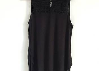 Czarna bluzka H&M L 40 wiskoza koronka top koszulka
