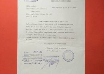 ( 1953 ) Dokument Niemiecki Z Firmy E. Narnbach, Gałuszyński