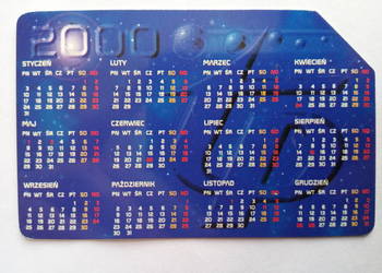 Karta telefoniczna przedstawiają kalendarz 2000r.25 impulsów