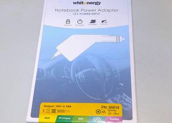 Zasilacz, ładowarka samochodowa do laptopa wej/wyj. 12V/19V z gniazdem USB