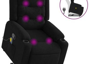 vidaXL Podnoszony fotel masujący, rozkładany, czarny(SKU:3206578)