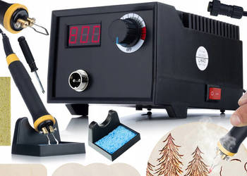 Stacja do Pirografii 60W – z Wyświetlaczem | 20 Grotów, Sklejka