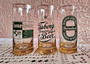 Tuborg Kronenbourg Heineken 3 szklanki do piwa unikat Vintage