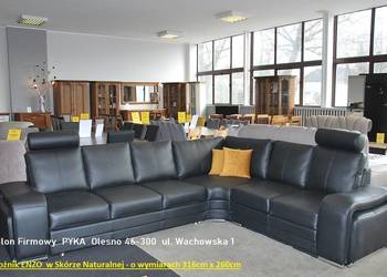 Nowy Narożnik ENZO w Skórze Naturalnej - Kolor CZARNY  wymiar 316x260cm