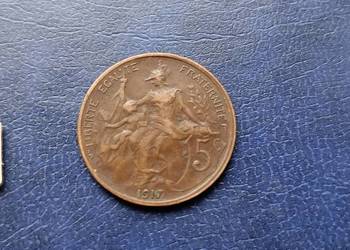 Stare monety 5 centymów 1917 Francja