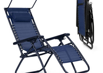 Leżak ogrodowy plażowy regulacja oparcia ruchomy daszek MultiGarden - nieb…