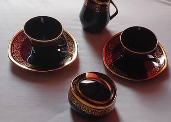 Zestaw kawowy dla 2 osób, porcelit Chodzież, fason Iza. PRL.