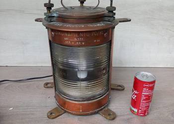 Marynistyka żeglarstwo stara lampa okrętowa miedź i mosiądz