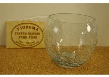 Szklany wazon / osłonka „Crackle Glass” – szkło dekoracyjne