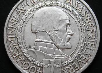 SZWECJA 2 KORONY 1921 - SREBRO - STAN 1/2