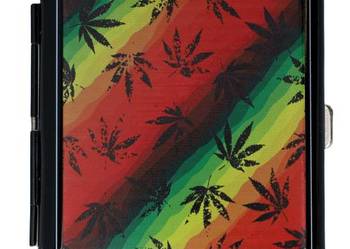 Czarna Metalowa Papierośnica Ganja - Eleganckie Pudełko Na Papierosy