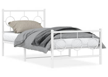 Łóżko Metalowe Białe Rama Łóżka Ze Stelażem Biała 90x200 cm WM-376286