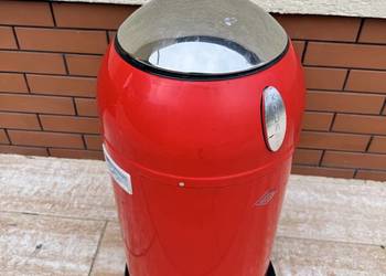 Kosz na śmieci śmietnik czerwony metalowy zewnętrzny