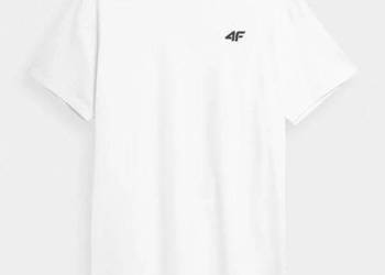 T-shirt regular gładki męski biały 4F S