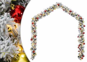 vidaXL Świąteczna girlanda z bombkami i światłami LED, zielona（SKU:4019674）