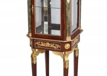 Witryna Empire - Stylowa Gablotka Serwantka - Mosiądz + Marmur - Gablota