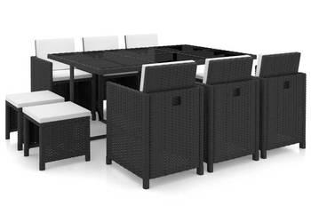 vidaXL 11-cz. zestaw mebli ogrodowych z poduszkami, rattan PE(SKU:42523)