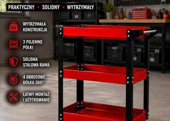 Wózek transportowy warsztatowy – 3 półki | Nowy