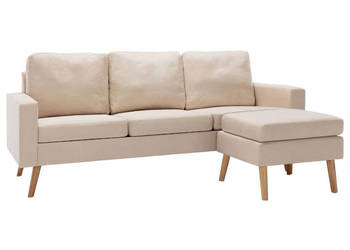 3-osobowa sofa z podnóżkiem kremowa tapicerowana tkaniną WM-288726