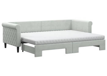 Sofa rozsuwana z materacami jasnoszara aksamit 80x200 cm WM-3197788