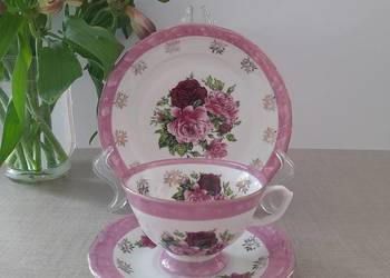 Zestaw śniadaniowy #filiżanka #spodek #talerzyk #róże #vintage