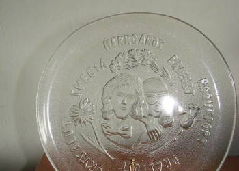 szwedzki szklany talerz na sery