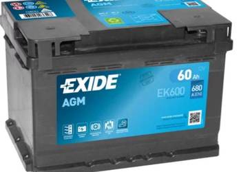 Akumulator 60Ah 680A 12V EXIDE AGM EK600 PŁOCK CHOPINA 1 DARMOWA DOSTAWA