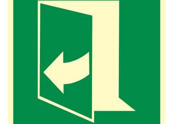 Naklejka BHP Ciągnąć z prawej, aby otworzyć AE058