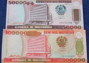 MOZAMBIK Kolekcjonerskie Banknoty Zestaw - 2 sztuki UNC