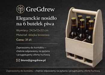 Eleganckie drewniane nosidło na 6 butelek piwa | Sklejka brzozowa